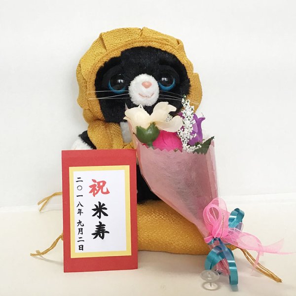 画像1: 【日本製】米寿のお祝い プレゼント ねこ ぬいぐるみ　ちゃんちゃんこ Ｓサイズ　3色 (1)